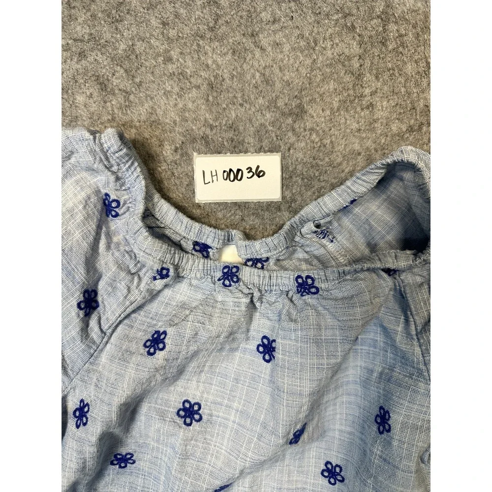 Gymboree Shift Dress Girls 7 Blue Bon Voyage Mommy And Me Eyelet Scalloped Hem